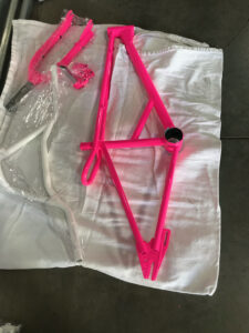 pink powder coated bike frame